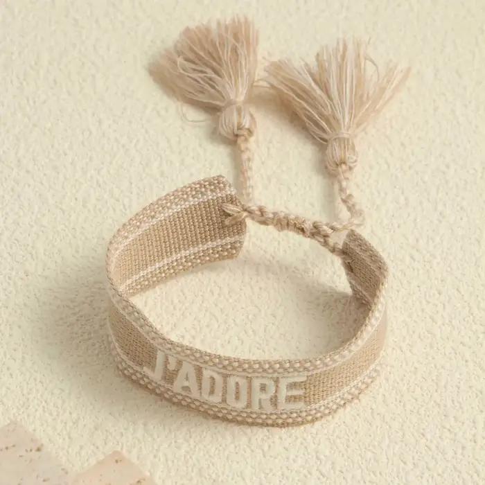 JADORE lettre brodé tricoté Bracelet gland dames tissé