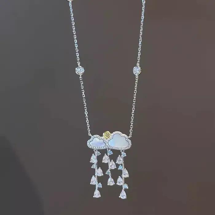 Collier de luxe de haute qualité avec pendentif exquis en forme de goutte de pluie de fritillaire bl