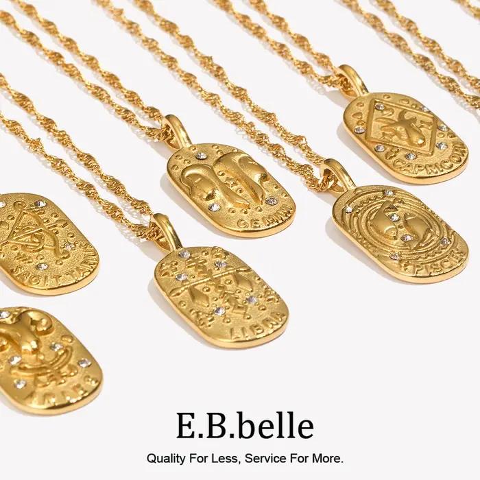 E.B.belle – pendentif carré en acier inoxydable pour femmes