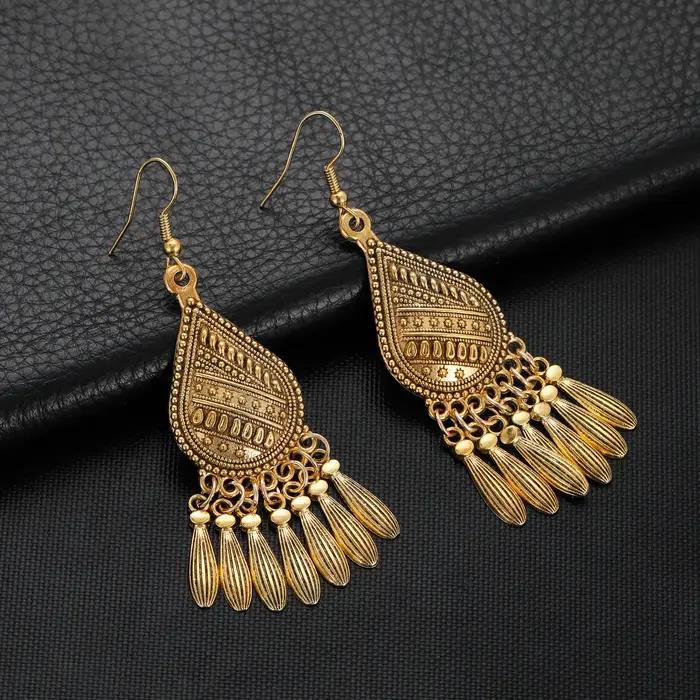 Boucles d'Oreilles Rétro en Or Ethnique