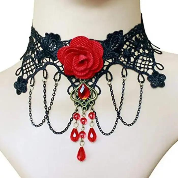 Dame Sautoirs Court Gothique Femmes Cou Bijoux Accessoire Fille Dentelle