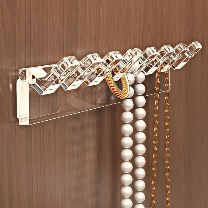 Présentoir mural anti-emmêlement pour bijoux à suspendre sur porte d'armoire à miroir élégant pour rangement de colliers bracelets et clous d'oreille