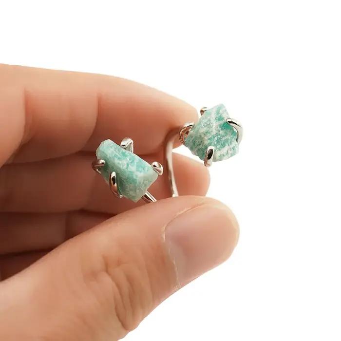 Bague en pierre brute d'amazonite pour femmes et filles, style bohème, double pierre, ajustable, cadeau parfait pour les occasions spéciales et les soirées