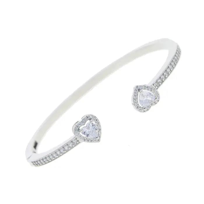 Bracelet en forme de cœur ouvert pour femmes avec zircone AAA plaqué platine fonction tracker de sommeil et d'humeur bijou de luxe occasions spéciales