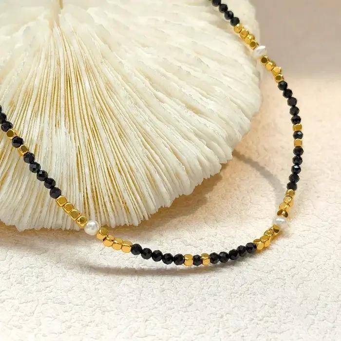 Bijoux rétro une couche Vintage tempérament couleur or collier de perles noires pour femmes fille offre spéciale accessoires livraison directe