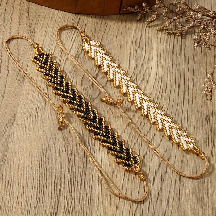 Bracelet de Perles de Riz avec Design de Flèche