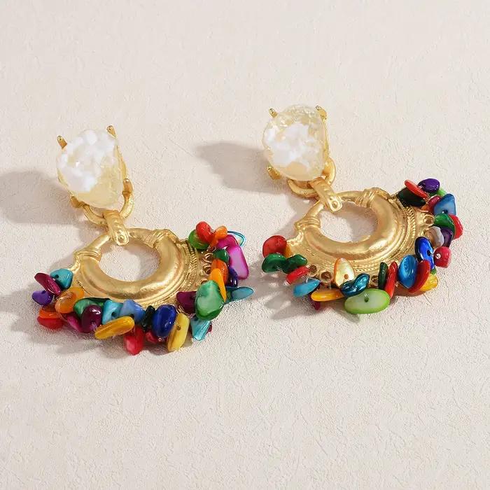 Boucles d'oreilles Vintage perlées faites à la main pour femmes