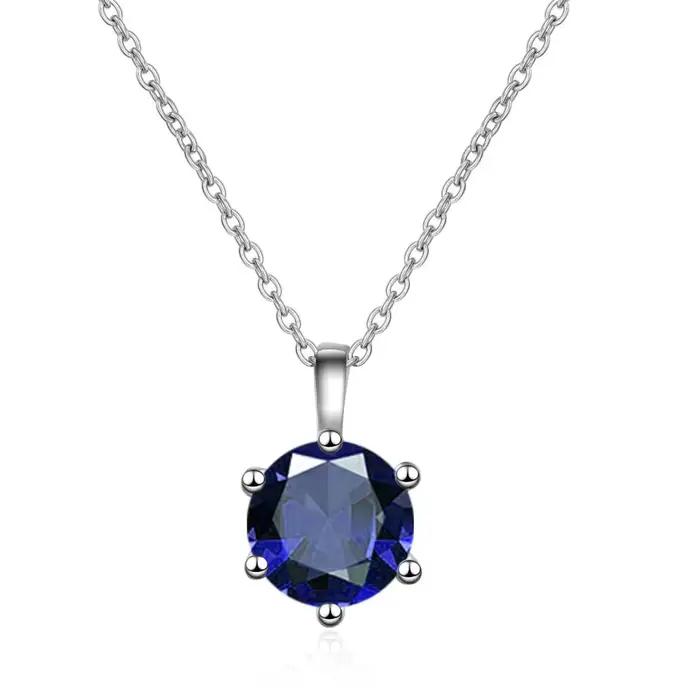 Collier Pendentif Classique Simple à Six Griffes en Moissanite Imitation Couleur Un Carat pour Femme, Bijou Polyvalent Tendance