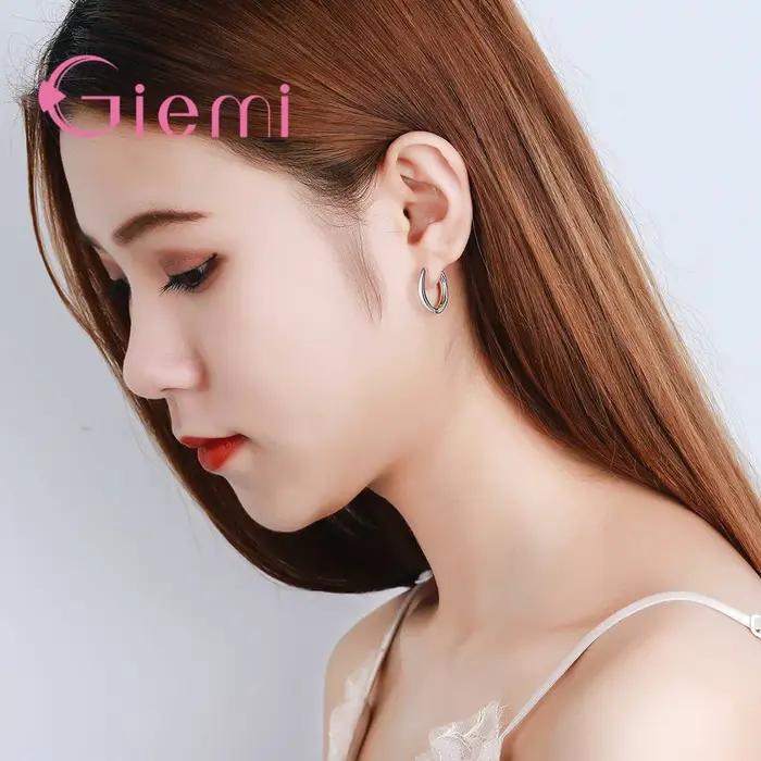 925 boucles d'oreilles en argent Sterling Style concis bijoux de mode pour femmes filles anniversaire cadeau de fiançailles deux couleurs