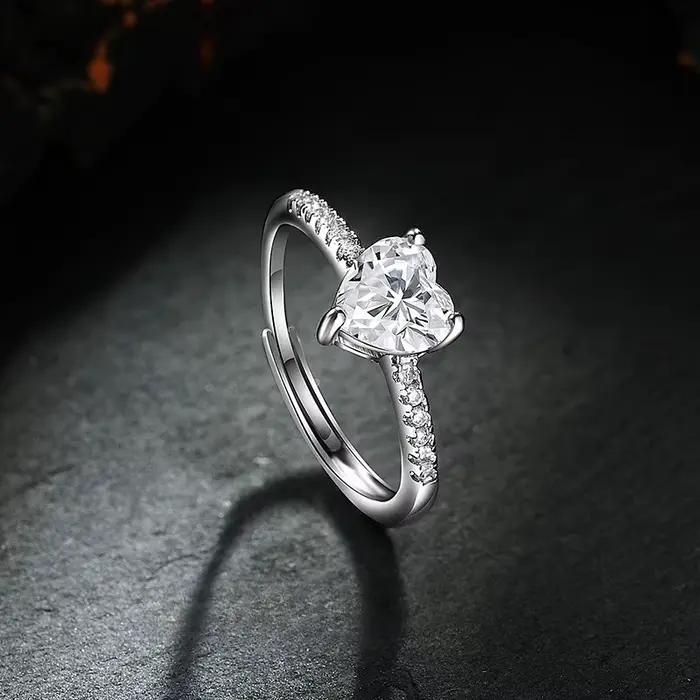 Bague en forme de cœur en argent Sterling 925 pour femmes, bijoux de mariage, breloque de fiançaille