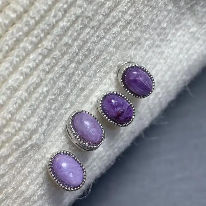 Boucles d'oreilles vintage en charoïte naturelle