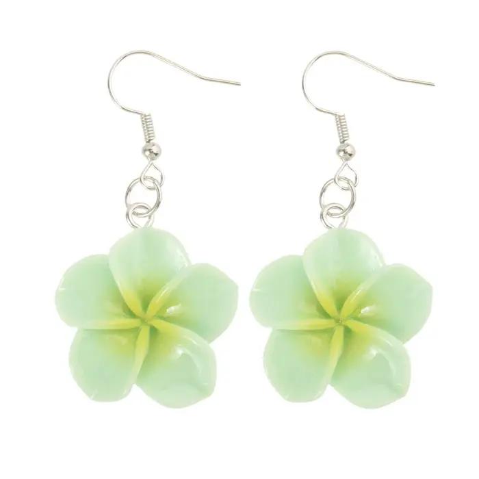1/5 paires Kawaii frais résine oeuf fleurs boucles d'oreilles ensemble doux couleur mixte fleur pend