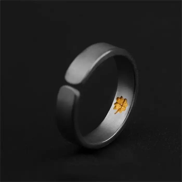 Bague classique en forme de feuille de trèfle en or pour hommes, bijoux de qualité supérieure, bague