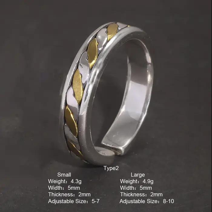 Bague tressée à double fils en argent regardé 925 véritable pour hommes et femmes