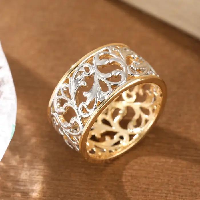 Bague élégante de luxe bicolore en cuivre pour femme