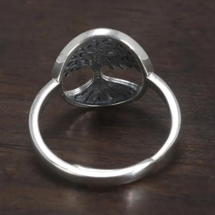 Bague en argent sterling 925 sertie de l'arbre de vie design creux pour femmes occasions spéciales bijoux viking