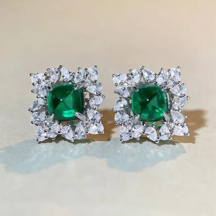 Boucles d'oreilles de luxe en or blanc massif platine PT950 pour femmes