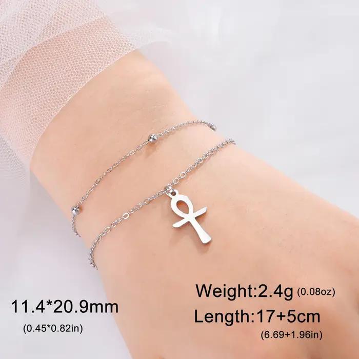 Dawapara Ankh croix Bracelet de cheville religieux égyptien clé de vie croix Bracelet pour hommes fe