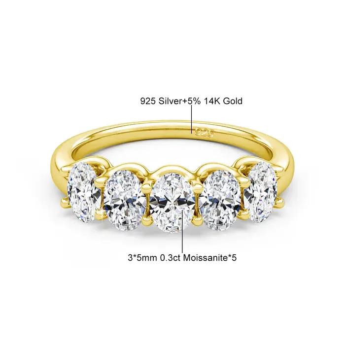 Bague de fiançailles en or jaune 14K sertie de Moissanite pour femmes, cadeau d'anniversaire, mariage, Noël, occasions spéciales