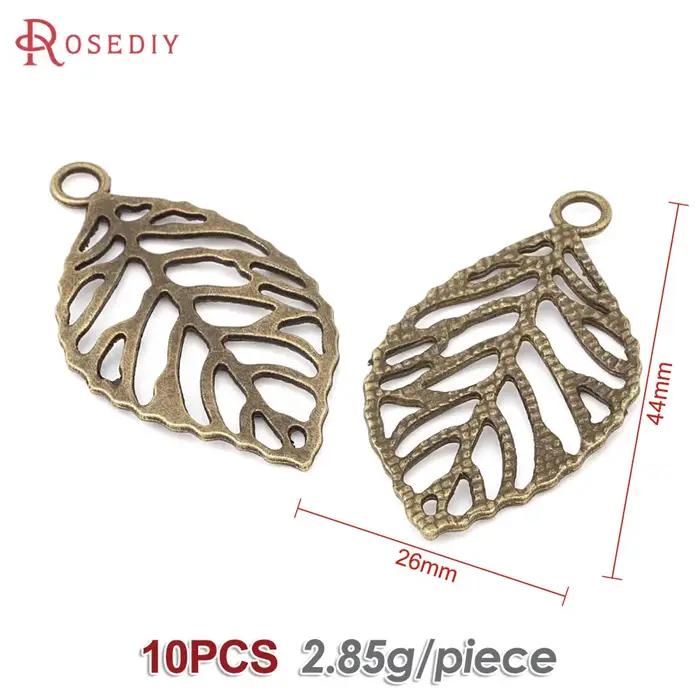 Pendentifs Breloques Feuilles Vintage en Alliage de Zinc Couleur Or Antique pour Fabrication de Bijo