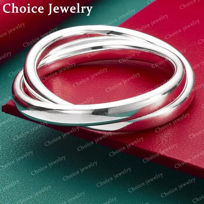 Bracelet à double anneau en argent Sterling 925 pour femmes, bijoux à la mode, accessoires de fête c