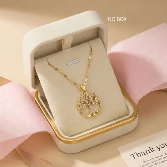 Collier Pendentif Cercle Arbre de Vie pour Femme