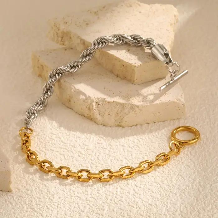 Bracelet PVD Torsadé en Acier Inoxydable Pour Femmes Occasions Spéciales Style Moderne Élégant