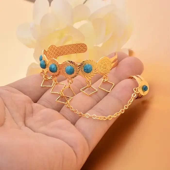 Bracelets couleur or dubaï pour filles et garçons, porte-bonheur, bague, bijoux indiens pour bébé, cadeau de fête