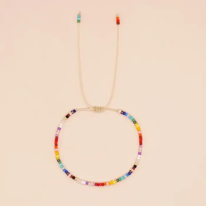 Bracelet de perles de verre arc-en-ciel style Boho fait à la main pour femmes et hommes occasions spéciales fantaisie chic harmonie de la terre