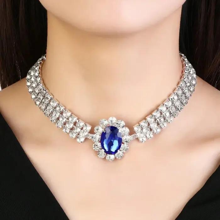Collier de couches en strass vert scintillant pour femmes design géométrique extravagant pour soirée et quotidien