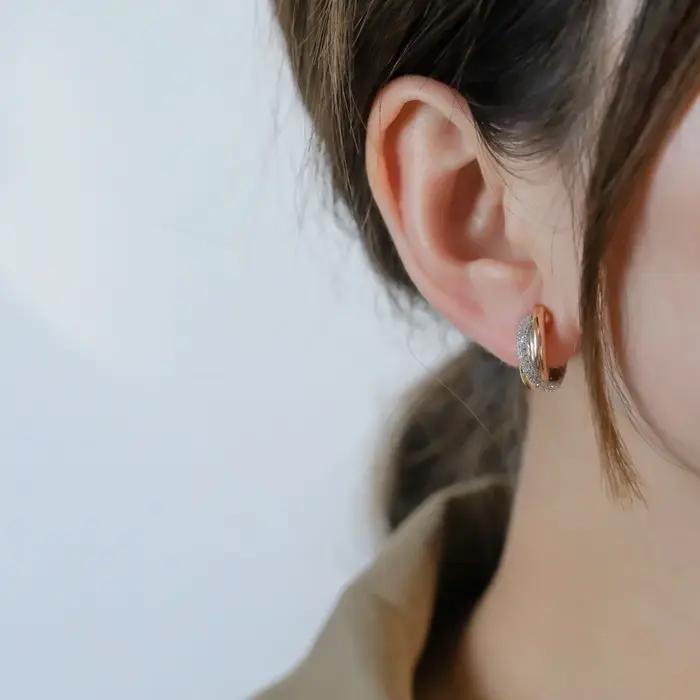 Boucles d'oreilles clip en or V trois couleurs