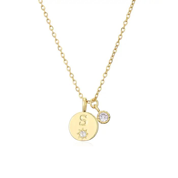 Collier pendentif en laiton plaqué or 18 carats avec 26 lettres pour gravure personnelle bijou cadeau femme occasions spéciales