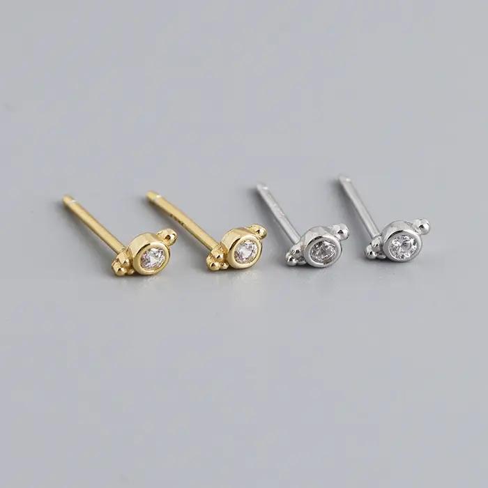 WANTME 925 en argent Sterling bohème Piercing petites boucles d'oreilles pour les femmes mode minimaliste fête luxe Zircon bijoux cadeau