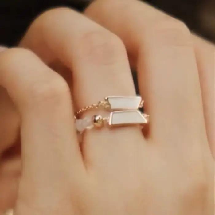 Bague chaîne perlée squelette résine tendance pour femmes mode élégante anniversaire cadeau fanclub