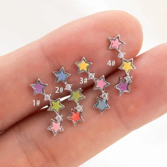 Boucles d'oreilles clous avec étoiles acryliques colorées bijoux de piercing hypoallergénique pour femmes occasions spéciales et quotidienne