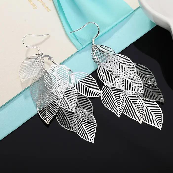 Boucles d'oreilles pendantes en argent regardé 925 pour femmes