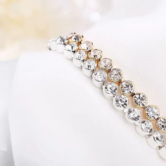 Bracelets de Tennis en cristal de luxe pour femmes, cadeau de mariage, couleur or argent, chaîne romaine en métal, bijoux en zircone cubique