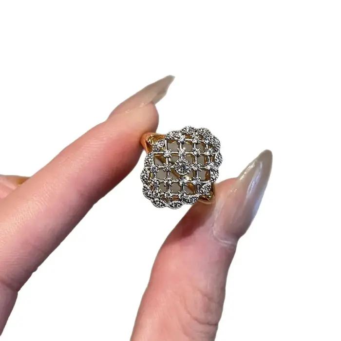 Bagues ovales en dentelle de style cour rétro pour femmes