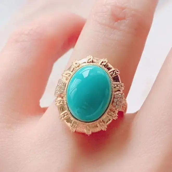 Bague rétro en argent 925 incrustée de pierres turquoises pour femmes, bijou classique et élégant pour occasions spéciales