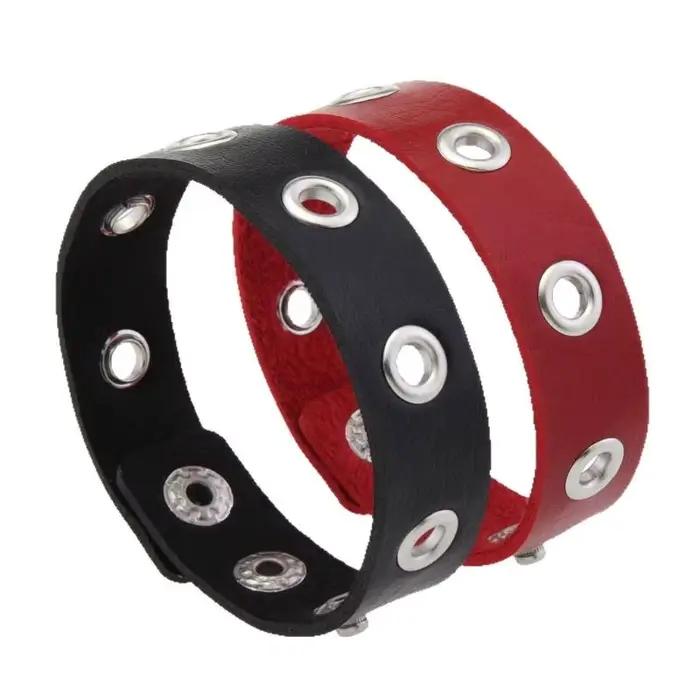 Bracelet Edgy Punk Goth en cuir PU avec design minimaliste et couleurs audacieuses pour femmes, parfait pour les occasions spéciales et les tenues décontractées