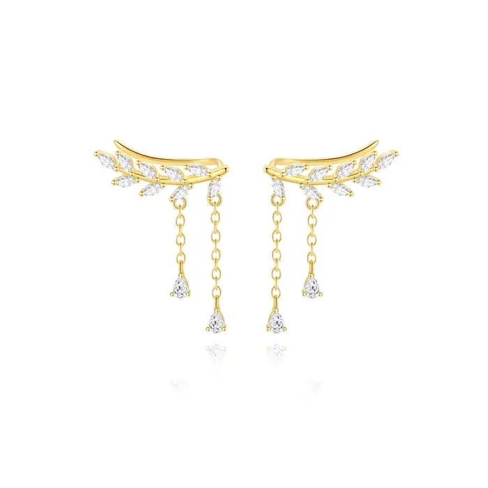 Boucles d'oreilles à clip en argent Sterling 925 serties de zirconium blanc élégantes pour femmes occasions spéciales mariage anniversaire