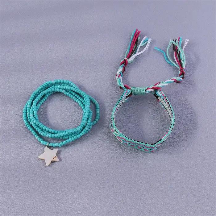 Bracelets de cheville brodés tressés bohèmes faits à la main pour filles