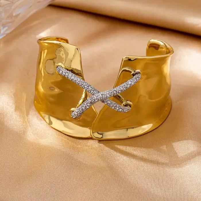 AB – Bracelet réglable bicolore en cuivre plaqué or