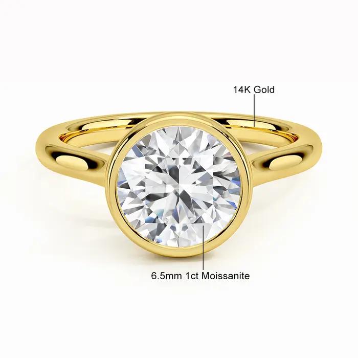 Bague de fiançailles classique en or jaune 14K pour femmes