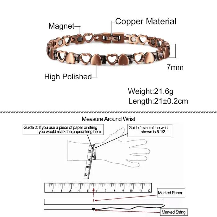 Bracelet magnétique en cuivre pur pour femmes