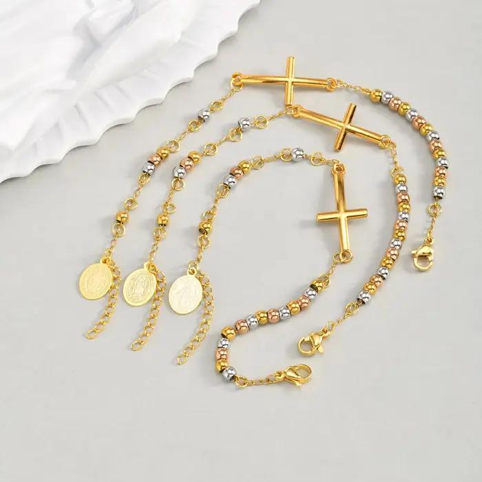 Bracelet chapelet croix vierge marie pour femmes