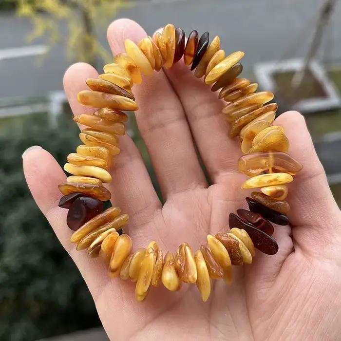 Bracelets en ambre véritable, cadeau 100% authentique, fait à la main, unisexe, miel de la baltique