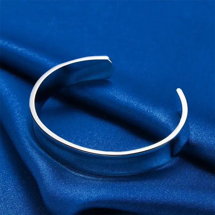 Charmant bracelet ouvert large et brillant en argent sterling 925 de 12 mm pour femmes