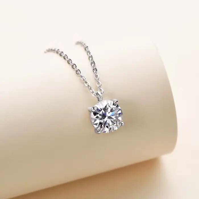 OXTAO – collier avec pendentif en moissanite de luxe, 2 carats, avec certificat, pour femmes, bijoux