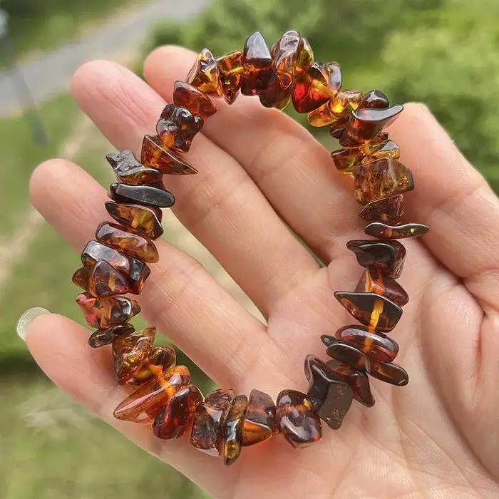 Bracelet en ambre irrégulier unisexe
